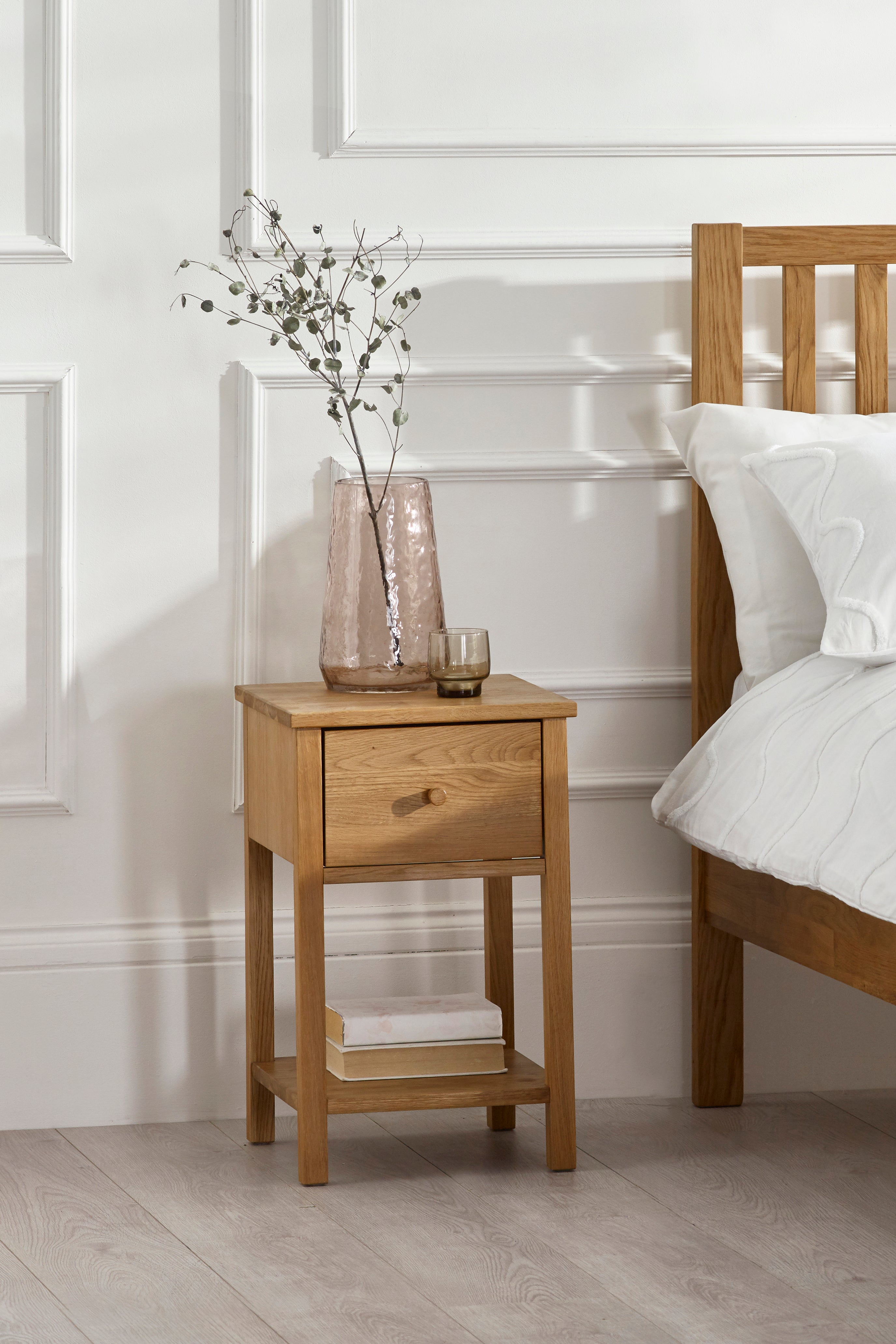 Osborne Solid Oak Wood Bedside Table | 1 Drawer